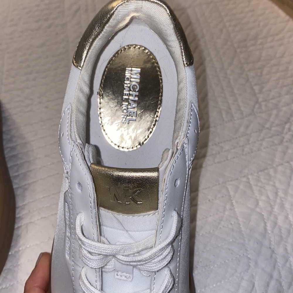 Michael Kors MK Cloth Trainers White Sneakers New - Picture 4 of 12